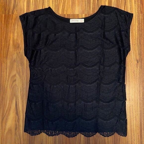 3 for $25 Faded Glory Black Lace Top Womens Size Medium - Picture 1 of 6